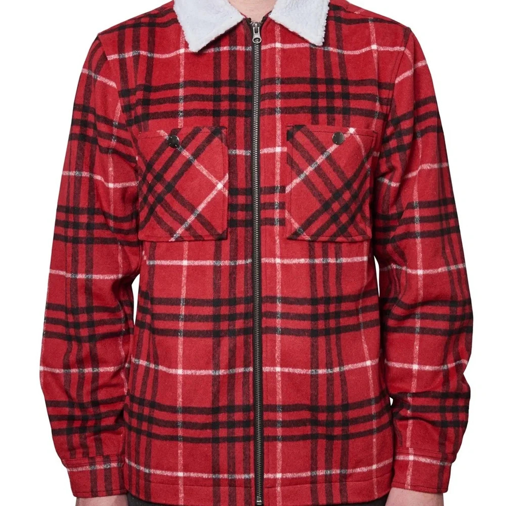 WESC Liam Plaid Zipup Shirt Jacket NWT W-M M-S